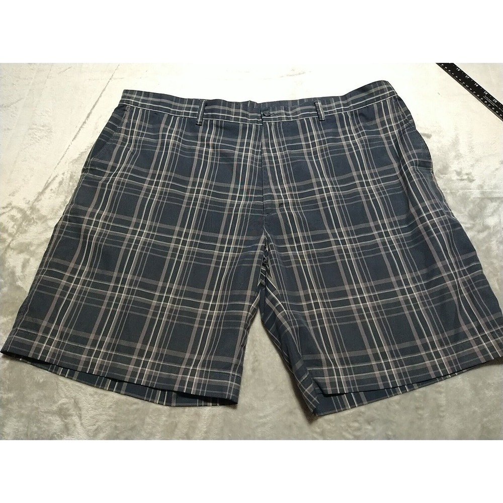Alan Flusser Shorts Men W42 L9.5 Black Plaid Chino Golf Classic Active